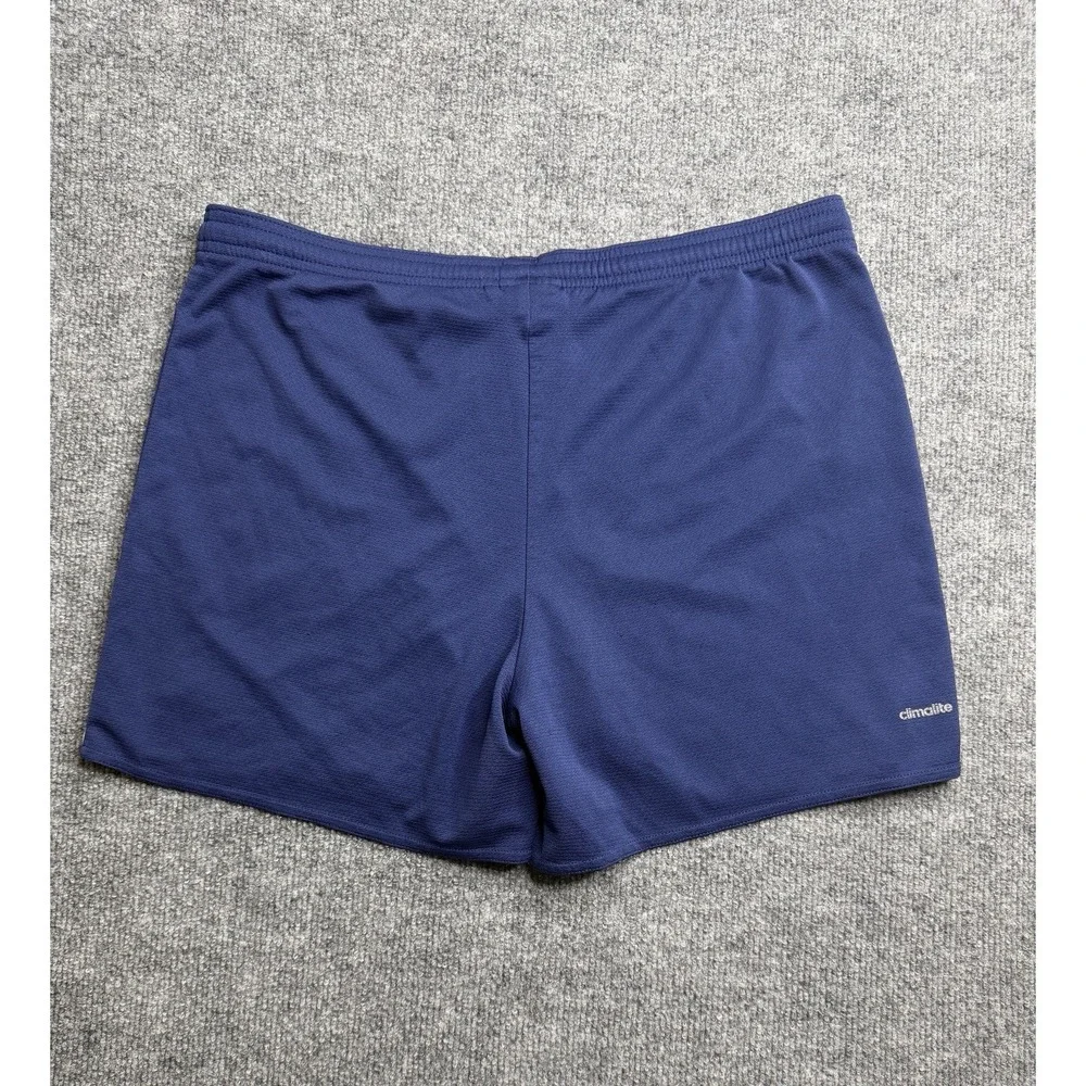 Adidas Shorts Mens Medium Blue Mid Rise Logo Climalite Elastic Waist